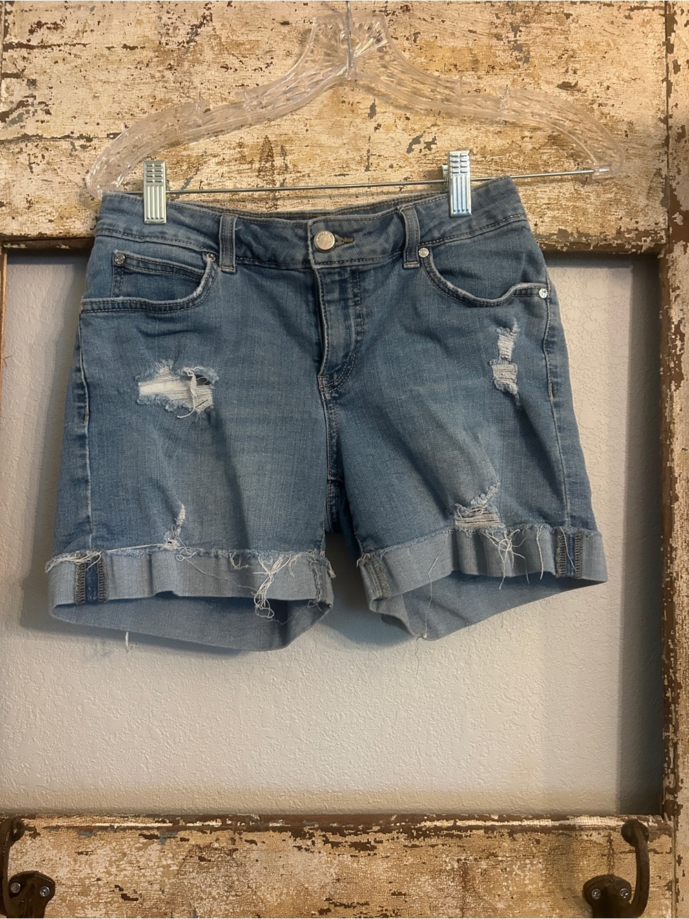 Jennifer Lopez Light Blue Distressed Denim Shorts